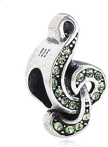 925 Sterling Silver Charms Music Musical Note Clear