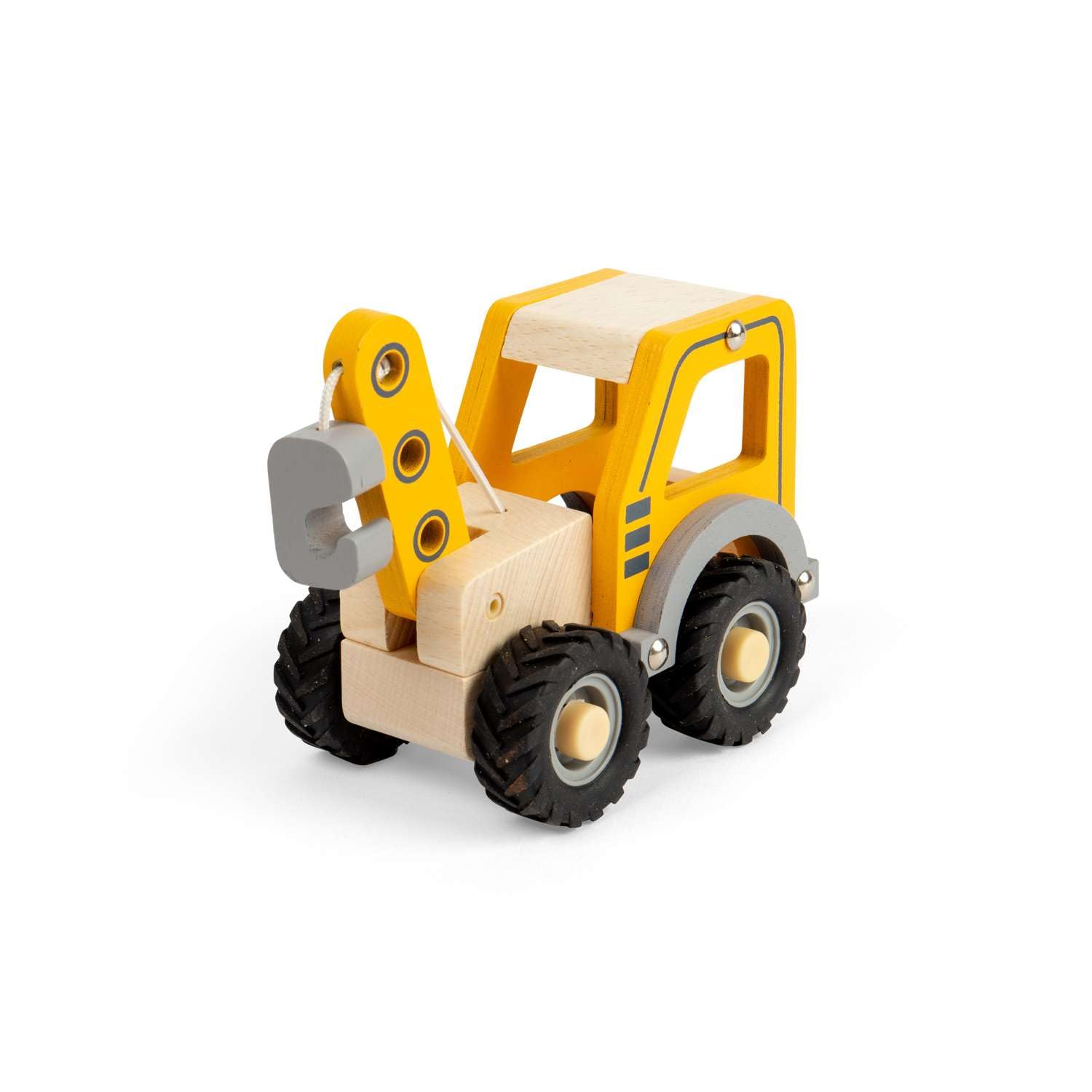 Bigjigs Toys Mini Crane Truck - Kids Cranes, Wooden Construction Toy, Toddler Play Vehicle, Sandpit Playsets, Gifts For Toddlers, Sustainably Made, Age 12+ Months