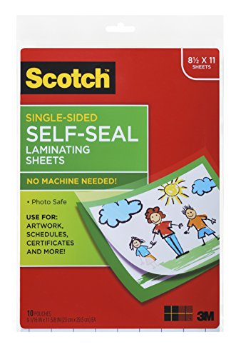 Scotch single-sided laminating sheets, 9 x 12-inches, l…