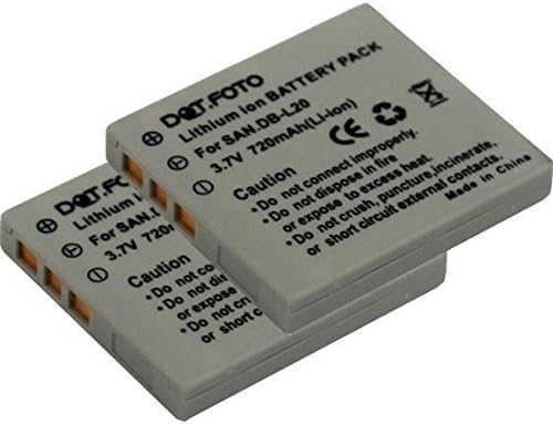 Dot.Foto 2 x Sanyo DB-L20, DB-L20AEX, DB-L20EX PREMIUM Replacement Rechargeable Video Camera Battery from 3.7v / 720mAh - 2 Year Warranty [See Description for Compatibility]