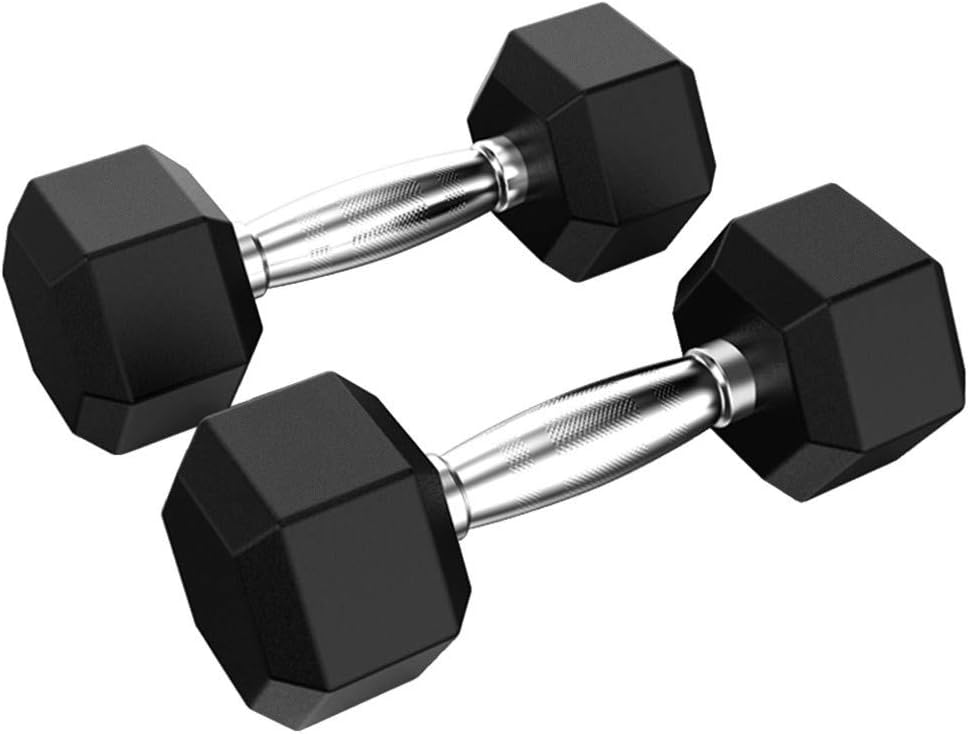 shamoluotuo Neoprene Dumbbell, 5 Weight Options 5-50 LBS Non-Slip, Hexagon Shape Set for Muscle Toning, Strength Building, Weight Loss Portable Weights for Home Gym Hand Weight