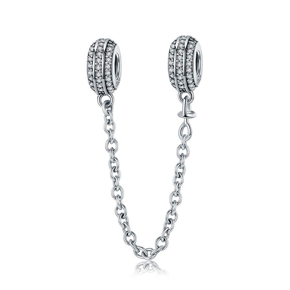 Bijoux Blu Silver Round Safety Chain 925 Sterling Silver Round Safety Chain Stopper Charm fit Women Bracelets DIY Jewellery Making Gift