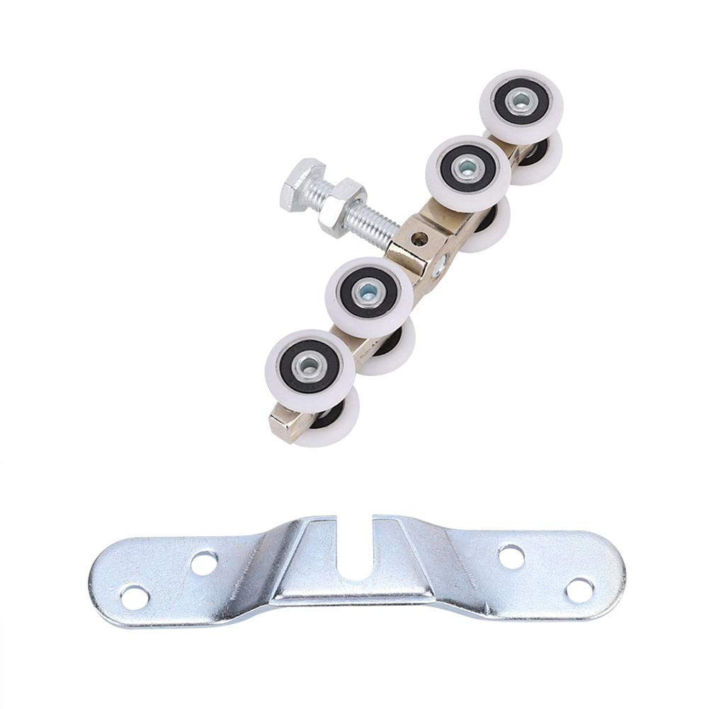 Tiiyee Sliding Track Roller Set, Barn Door Sliding Kit Pulley Hanging Wheel 8 Wheels Door Track Sliding Floor Track Roller Barn Door Wheels Pulley Sliding Door Track Caster Barn Door Wheel Kit