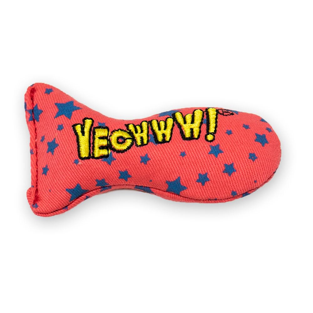 YEOWWW Stinkies Stars Cat Toy, red with blue stars