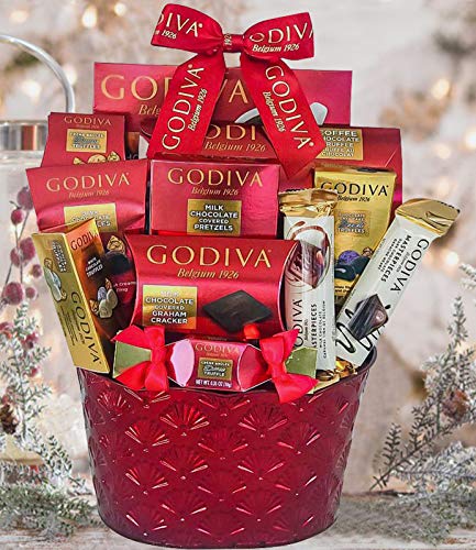 Godiva Chocolatier Gift Basket -Chocolate Assortment For 2019 Christmas Holiday Season-Gift Box-Keepsake Tin-Gift Basket-Corporate Gift Box,Birthday, Sympathy, Get Well - LA Signature