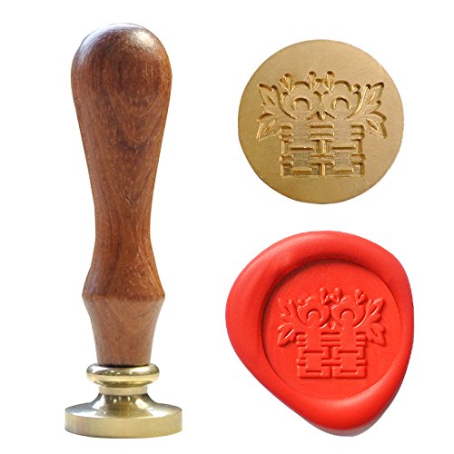 UNIQOOO Arts & Crafts Curlicue Chinese Character Double Happiness Wax Seal Stamp
