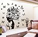 Butterflies Wall Decal Girl Black Flowers Removable Vinyl Wall Art Sticker