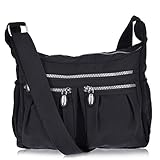 Vbiger Shoulder Bags Messenger Handbags Multi Pocket Waterproof Crossbody Bags (Black)