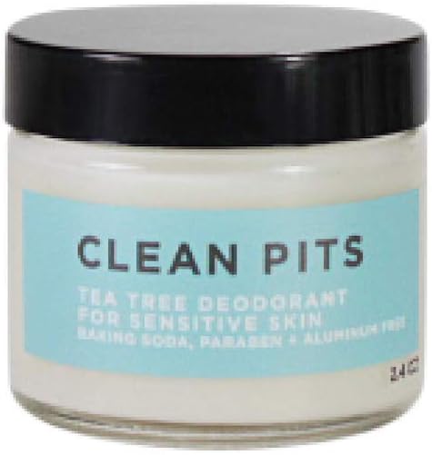 Clean PitsCream Based Deodorant - Tea Tree Scent - 2.4 oz Jar - 100% Natural Odor Protection - Strong Sweat Absorption - Aluminum and Paraben Free - Baking Soda Free for Sensitive Skin
