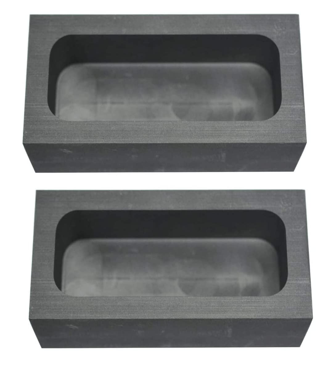 LLF Gold Silver Graphite Ingot Mold Mould Crucible for Melting Casting Refining (2pcs 2kg (125x60x40MM))