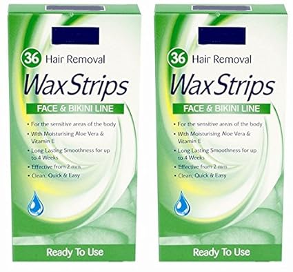 36 X Aloe Vera Wax Strips Bikini Line Face Lip Waxing Women Mens