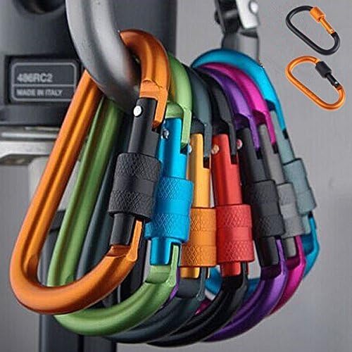 Carabiner Hook Keychain,Loamauto D-ring Shape Bukle Aluminum Alloy Metal Stainless Steel Keychain Clip for Outdoor Camping Hiking Fishing 5PCS/Pack