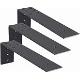 WEKIS 10 Inch Countertop Support Bracket, 3 Pack Solid Iron Steel Heavy Duty Hidden Floating L Shelf Brackets 1/4 Inch Thick, Shelving Support Metal Hardware for Mantel Granite Countertop