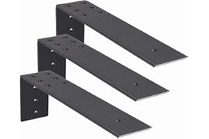 WEKIS 10 Inch Countertop Support Bracket, 3 Pack Solid Iron Steel Heavy Duty Hidden Floating L Shelf Brackets 1/4 Inch Thick, Shelving Support Metal Hardware for Mantel Granite Countertop