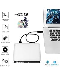emmako externo USB 3.0 reproductor de CD DVD Quemador Drive aluminio CD-RW DVD-RW Escritor quemador para Apple MacBook, portátiles, ordenadores de sobremesa, portátiles compatible con Windows 10
