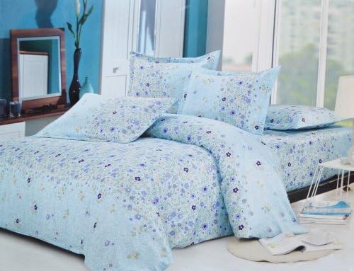 Todd Linen Purple Flower 3 Pcs Queen Set 1 Duvet Cover + 2 Pillow Case Bedding Set