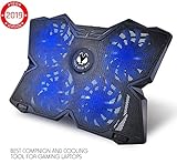 Tree New Bee High Performance Gaming Laptop Cooling Pad for 15.6 - 17-Inch Laptops with (4 Fans) Four 120mm Fans at 1200 RPM, Black (TNB-K0025)