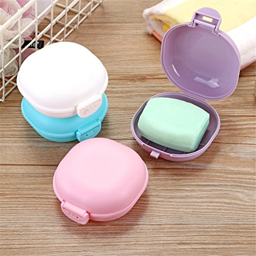 Coohole Soap Case Holder, Soap Dish for Bathroom Home Shower Travel Hiking Holder Container Soap Box (White) - Thumbnail 2