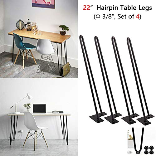 Tengchang 22" Hairpin Legs Industrial - Mid Century Modern Heavy Duty Solid Iron Set of 4