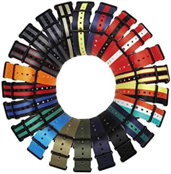 Watch Aficionado 24 - Watch Bands Straps - Choice Of Color 20mm Premium Heavy Duty Durable Ballistic NATO Nylon James Bonds Style Straps