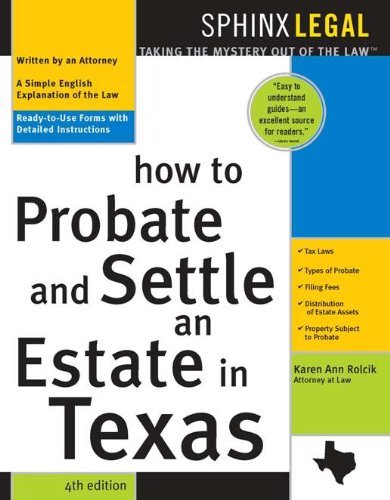Download How to Probate & Settle an Estate in Texas (Legal Survival Guides) Download How to Probate & Settle an Estate in Texas (Legal Survival Guides)