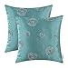 CaliTime Pack of 2 Cushion Covers Throw Pillow Cases Shells for Sofa Couch Home Decoration 18 X 18 Inches Modern Random Circles Rings Geometric Chain Embroidered Teal