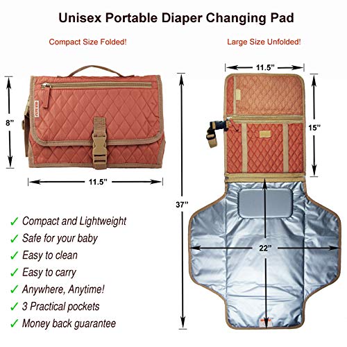 Cute Kid Portable Changing Pad | Diaper Clutch | Travel Changing Station | Waterproof Baby Changing Mat | Cushioned Diaper Changing kit to Keep Your Infant Far from Injury and Dirty Surfaces (Unique) - Thumbnail 5