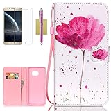 Galaxy Note 7 Case,Samsung Galaxy Note 7 Case,Uncle.Y [Flip Wallet] Pu Leather Folio Case Stand Credit Card Slots Cover Case for Samsung Galaxy Note 7 A-Flower
