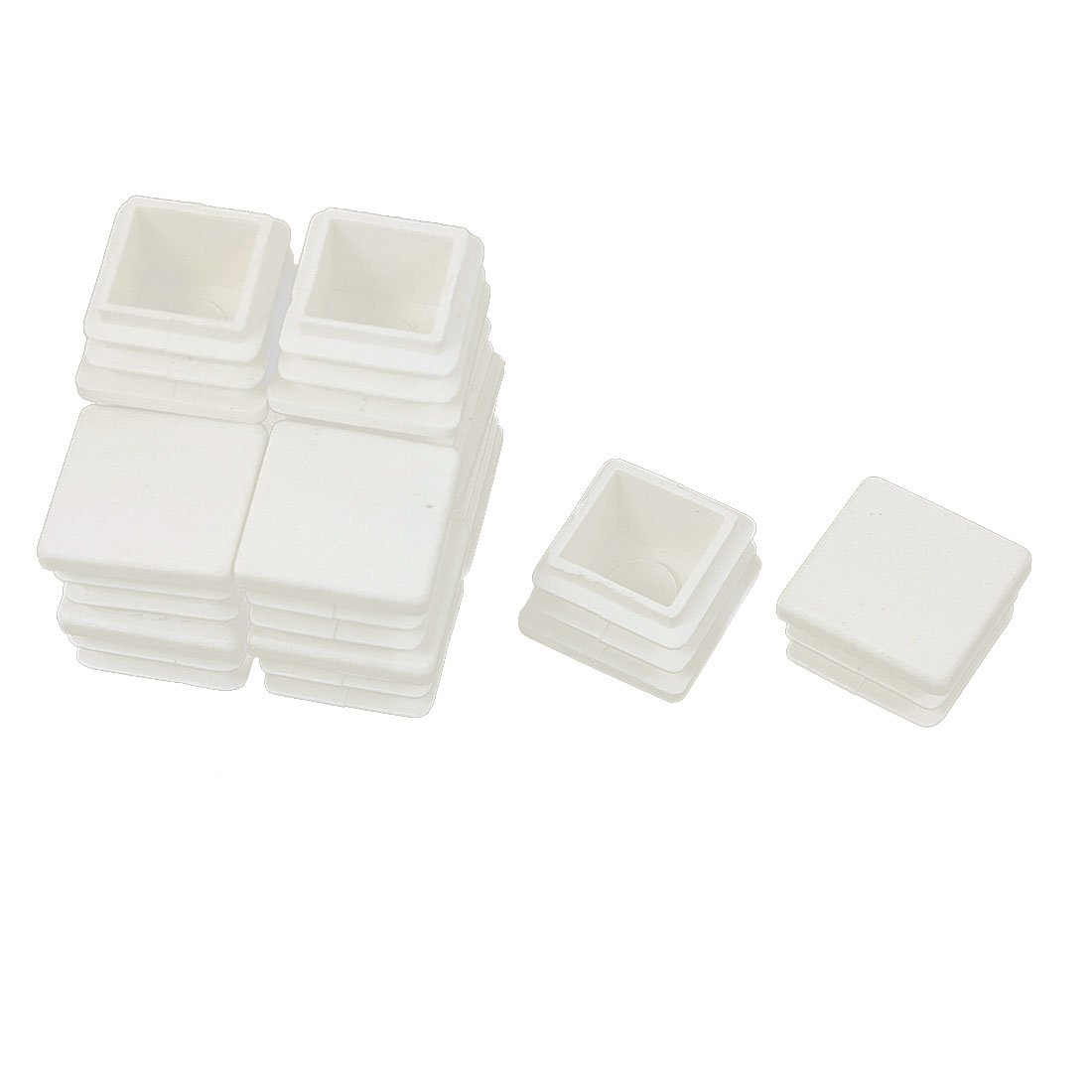 Sourcingmap 20mm x 20mm Plastic Square Tube Inserts End Blanking Caps White 12Pcs