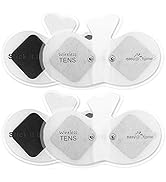 Easy@home Tens Unit Wireless Electrode Pads Self Stick Carbon Pads, 4 Pack 6.5" x 3" Reusable - N...