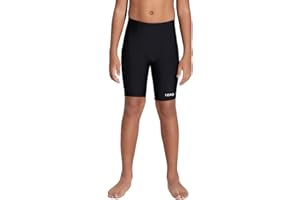 LEAO Youth Boys Swim Jammers Solid Swimsuit UPF 50+ Sun Pretection Quick Dry Athletic Swimming Shorts