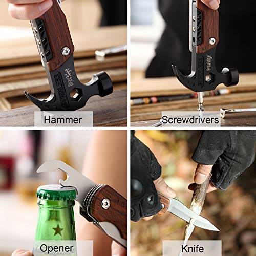 Multitool Hammer, 12 in 1 Camping Multitool Safety Lock with Claw Hammer, 3\'\' Knife, Wrench, Opener, Screwdriver, Nylon Belt Pouch, Ideal for Camping, Hiking, Survival, Outdoor, Indoor, DIY Repairing