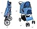 VIVO Four Wheel Pet Stroller, for Cat, Dog and More, Foldable Carrier Strolling Cart, Multiple Colors (Blue)