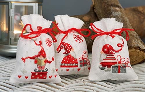 Vervaco V0165994 Counted Cross Stitch Kit - Christmas Gnomes Sachet Bags