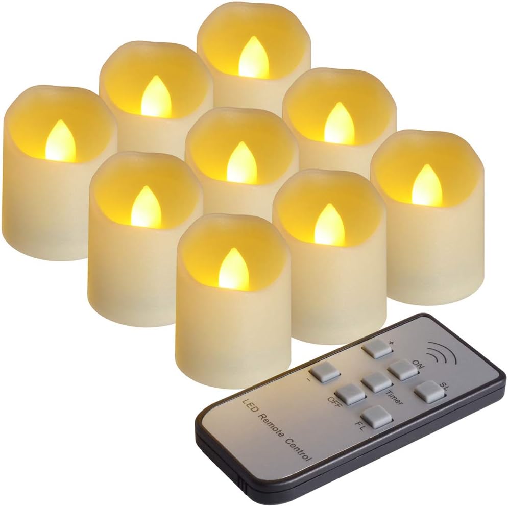 PChero 9pcs LED Flameless Candles with Remote Control and Timer
