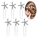 Didder 6 Pieces Crystal Starfish Sea Star Hair Pins Rhinestone Hair Pins Hair Clip in Silver Wedding Bridal Accessory