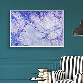 Framed Canvas Wall Art for Living Room, Bedroom Purple Droplets Abstract Canvas Prints for Home Decoration Ready to Hang - 16x24 inches