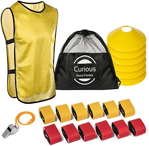 Flag Football Set &amp; Referee Kit 12 Player 3 Flags per Belt 36 Heavy Duty Flags 6 Large Cones &amp; 2 Carry Cases Equipment For Kids Youth Adult