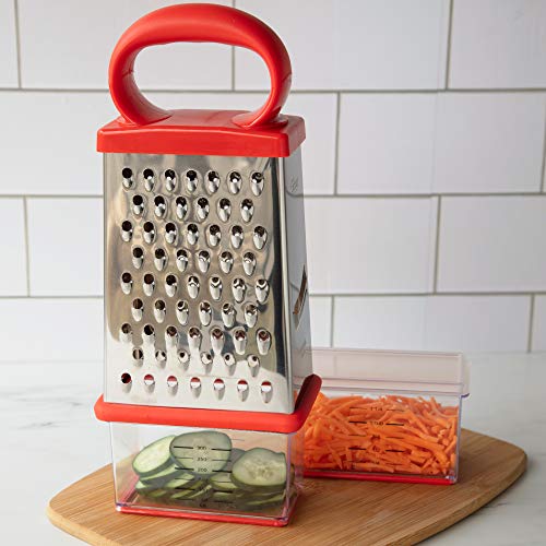Box Cheese Grater w 2 Attachable Storage Containers 4Sided Stainless
