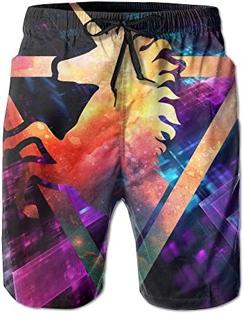 Fashion Men's Galaxy Unicorn Beach Shorts Bathing Suits Summer Tropical Quick Dry Sports Shorts Large
