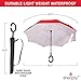 Sharpty Inverted Umbrella for Women - Windproof & Reverse - Easy to Open and Close - Upside Down & C-Shaped Handle - Rain & Wind Resistant - For Travel - Wine Red