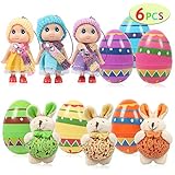Billon Speed Easter Eggs Filled with Plush Rabbit 6pcs Surprise Eggs,Colorful Plastic Eggs Hunt for Children Reward Girls