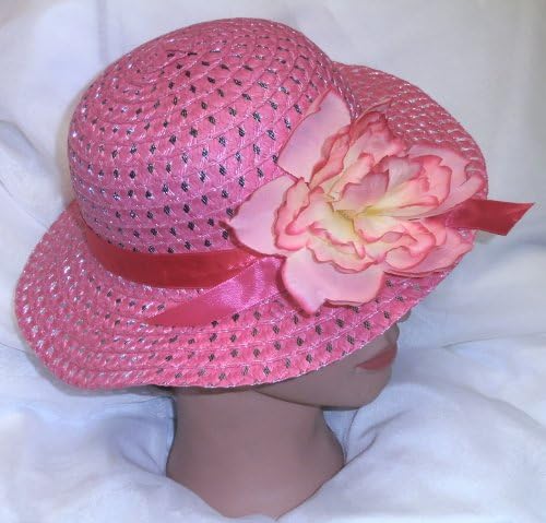 Girls Easter Hat Teaparty Hat Bright Pink Fuchia with Huge Flower