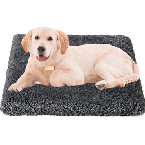 Cama de Perros, 100x60x8cm, Colchón para Perros Colchoneta Perro Lavable, Colchon Cojín Perro Grande, Fondo Antideslizante, Cojín Perro Suave, Gris Oscuro