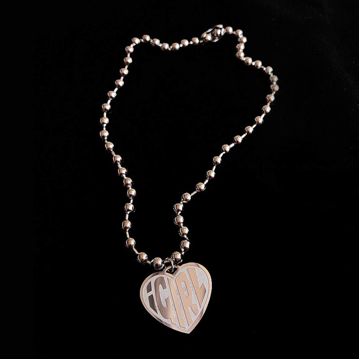 Significant Stainless Steel Igirl Unif Heart Necklace Heavy Duty Gothic Streetwear Chain Necklace Choker Metal Collar