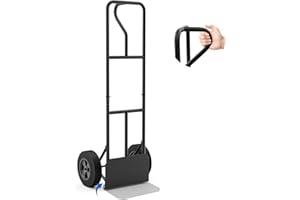 Goplus Hand Truck, P-Handle Hand Truck Dolly w/770LBS Capacity, Vertical Loop Handle, 10” Rubber Wheels, 14.5”x 8.5” Foldable Nose Plate, Heavy Duty Metal Dolly Cart for Lifting, Stairs