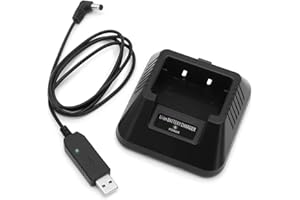 NEWASHAN Desktop Charger Replacement for Baofeng Radio BF-F8HP UV-5R 5RA 5RB 5RC 5RD 5RE 5RG DM-5R TYT TH-F8 Walkie Talkie Li-ion Battery Charging Dock Cradle Base (USB Adapter)