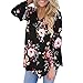 WILLTOO Clearance Autumn Women Floral Printing Long Flare Sleeve Shirts Casual Tops Tee Plus Size (2XL, Black)