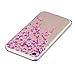 iPhone 7 Case, 3Cworld Ultra Thin Clear Art Pattern Crystal Gel TPU Rubber Flexible Slim Skin Soft Case for iPhone 7 (Branches Plum Flowers - Pink)