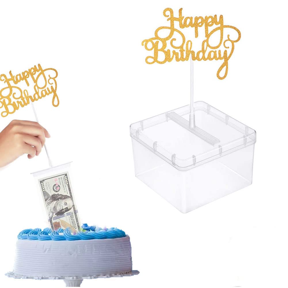 Morofme Cake Money Maker Kit - Money Pulling Cake Mold With Happy Birthday Topper and Dispenser Box for Graduation Birtdahy Party Decoration